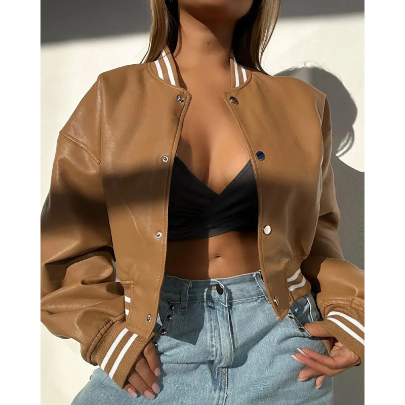 Independent station  new arrival long sleeves motorcycle fashion pu leather jacket small outwear