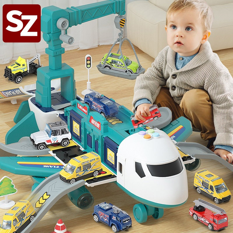 Kids' big airplane toy transforming track set - educational car model for boys, ages 3-6, perfect 4th birthday gift, cross-border e-commerce