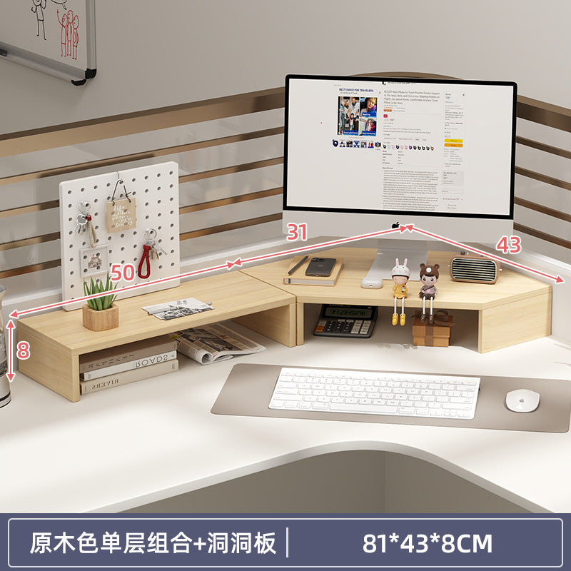 Computer elevated stand monitor bracket desktop bracket office desktop storage shelf workstation corner hole board