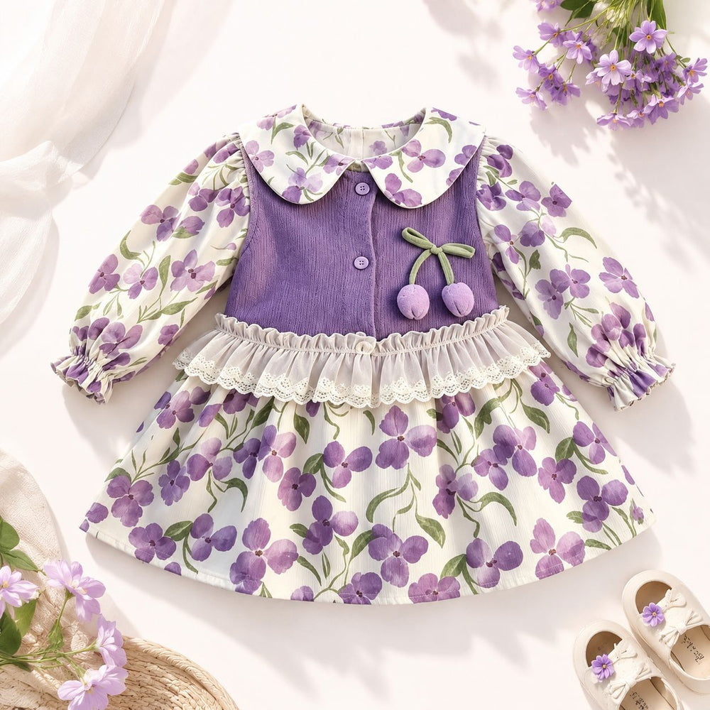 Autumn new floral dress, floral kids' dress , baby dress, princess dress, stylish princess dress for girls