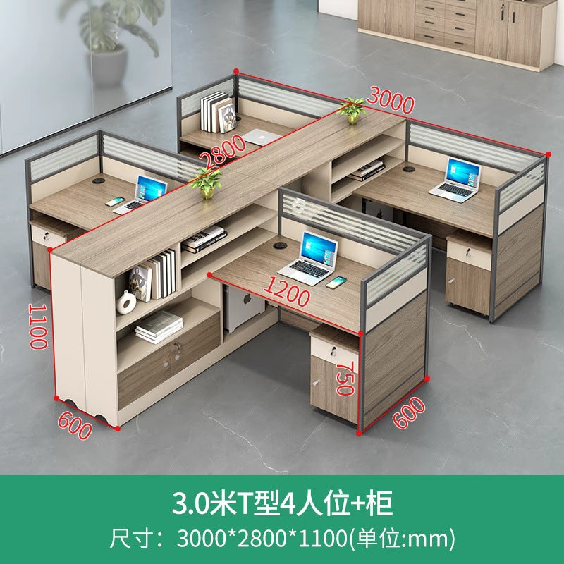 Staff desk and chair combination casual three-person office table office financial room screen employee desk