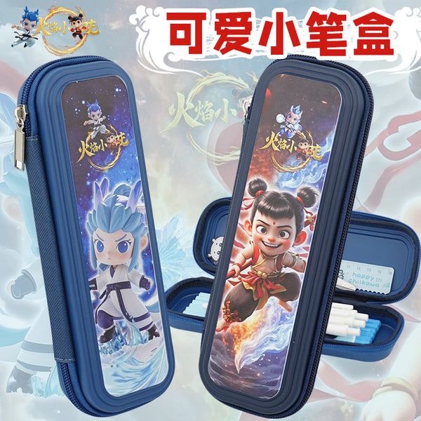 Pencil case for primary school students, first and second grades, kindergarten, cartoon stationery box, boys' pencil case, super fire Xiaozha pencil case