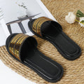 Women's flat sandals and slippers - new fashionable sequin round toe flat sandals with rhinestone embellishments for women