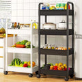 Mobile rolling cart organizer - floor standing kitchen & bathroom storage rack with wheels - multi-tier storage for bedroom & living room