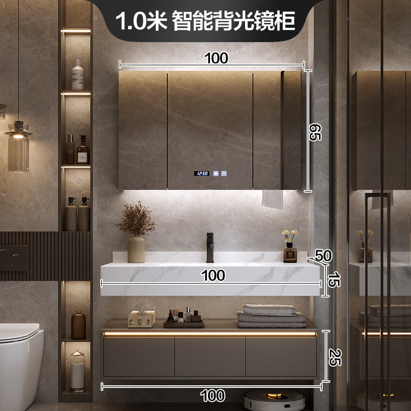 [Spot] Multifunctional storage rack, rock slab hot bending integrated basin, bathroom, washstand, face wash, bathroom cabinet combination