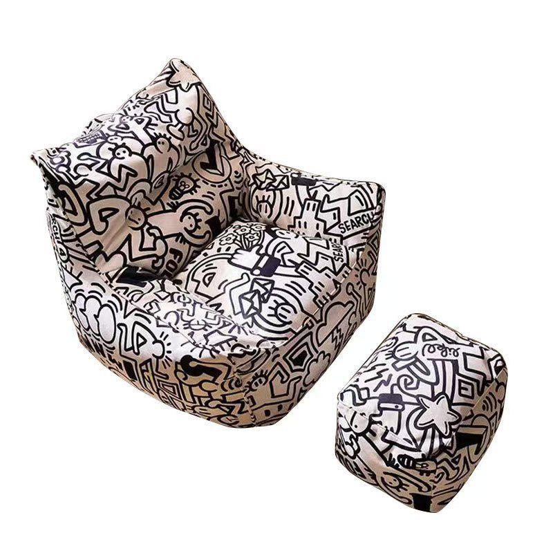 Influencer-approved graffiti lazy bean bag sofa - perfect for living room, bedroom, kids' room, single seater, balcony lounger - customization available direct from the manufacturer