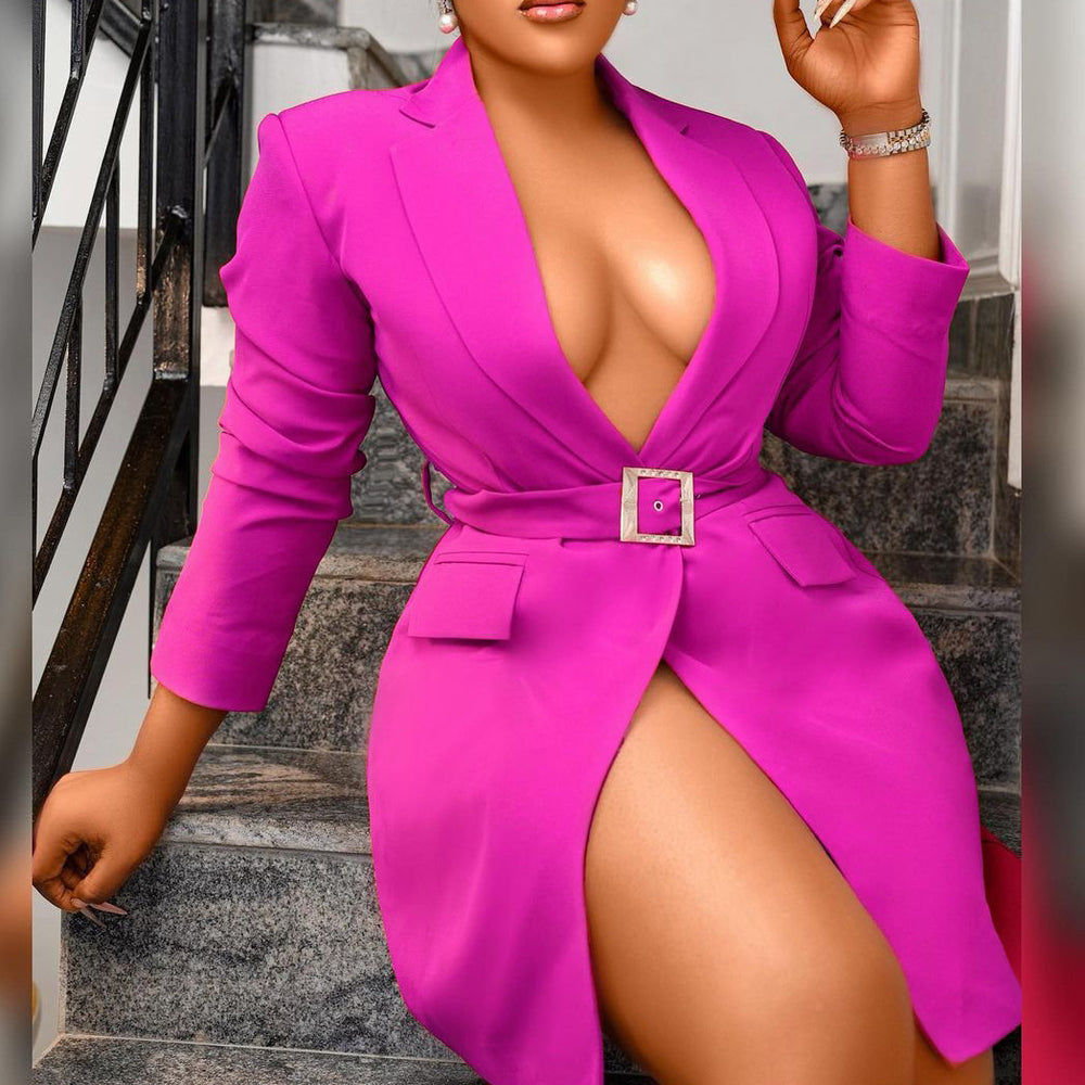 D3062m european and american bodycon slim-fit professional suit dress - spring/autumn plus size  european and american suit collar dress