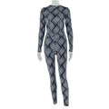 European and american style cross-border women's striped print fashion pant set - long sleeve high neck top and fitted leggings activewear two-piece set