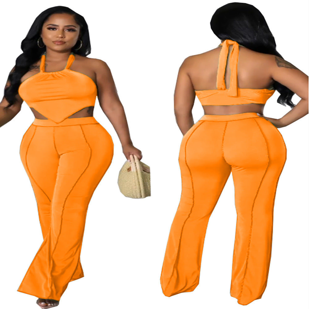 new european and american style women's foreign trade  nightclub sexy irregular strappy off-shoulder top and skirt set
