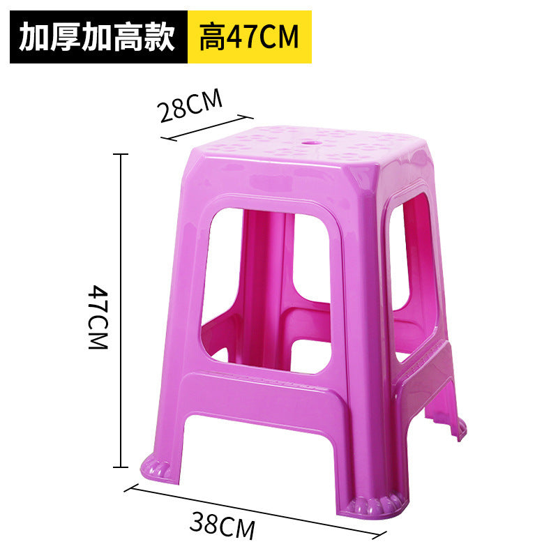 Extra thick red plastic stool cooked glue household thickened dining table stool plastic chair adult high bench high foot stool commercial