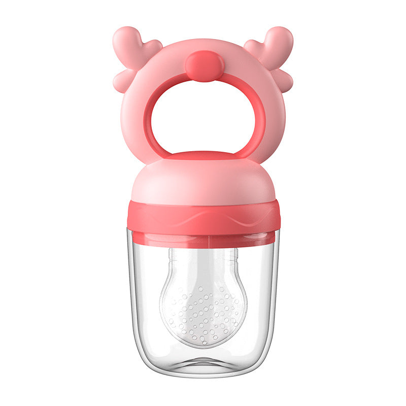 English card baby fruit and vegetable bite music baby eating fruit complementary food tooth glue deer fruit and vegetable pacifier children's juice