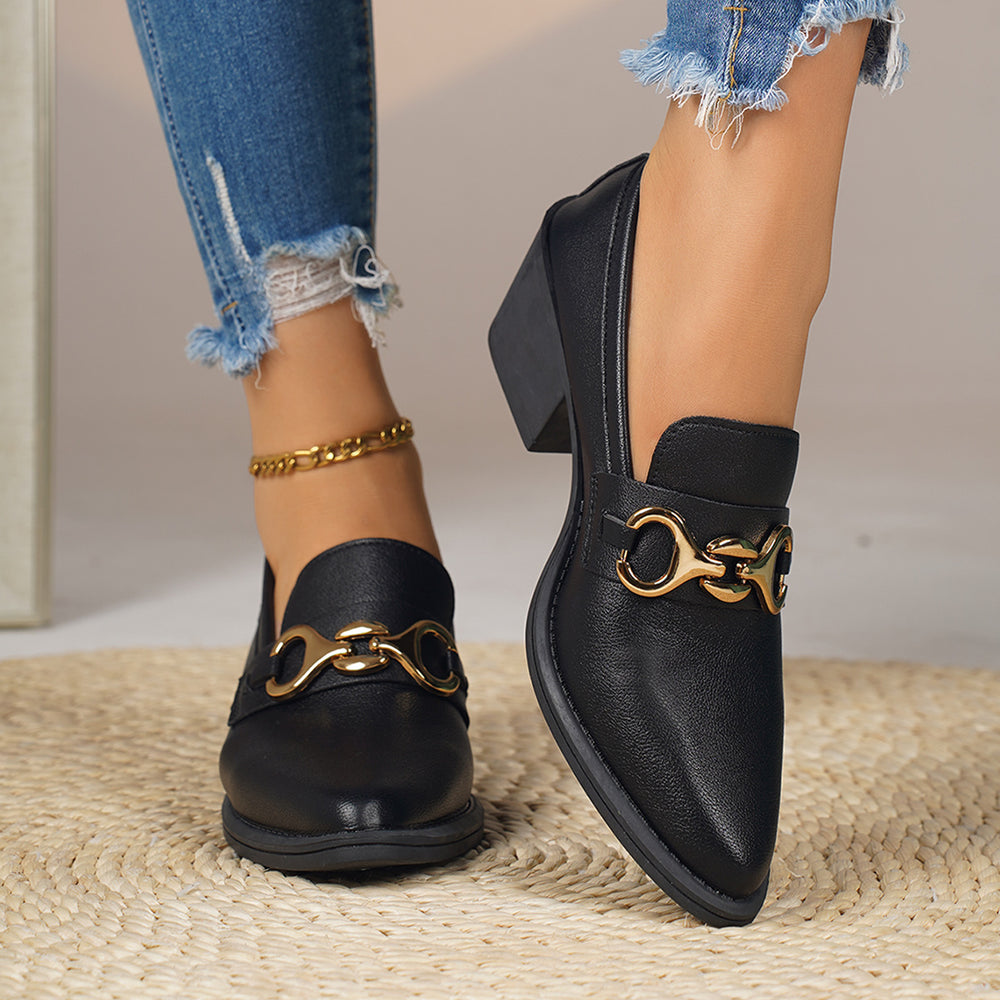 Women's high heels for export, spring  new collection: stylish, versatile, deep-v, platform, soft leather, chunky heel pumps - perfect for cross-border e-commerce