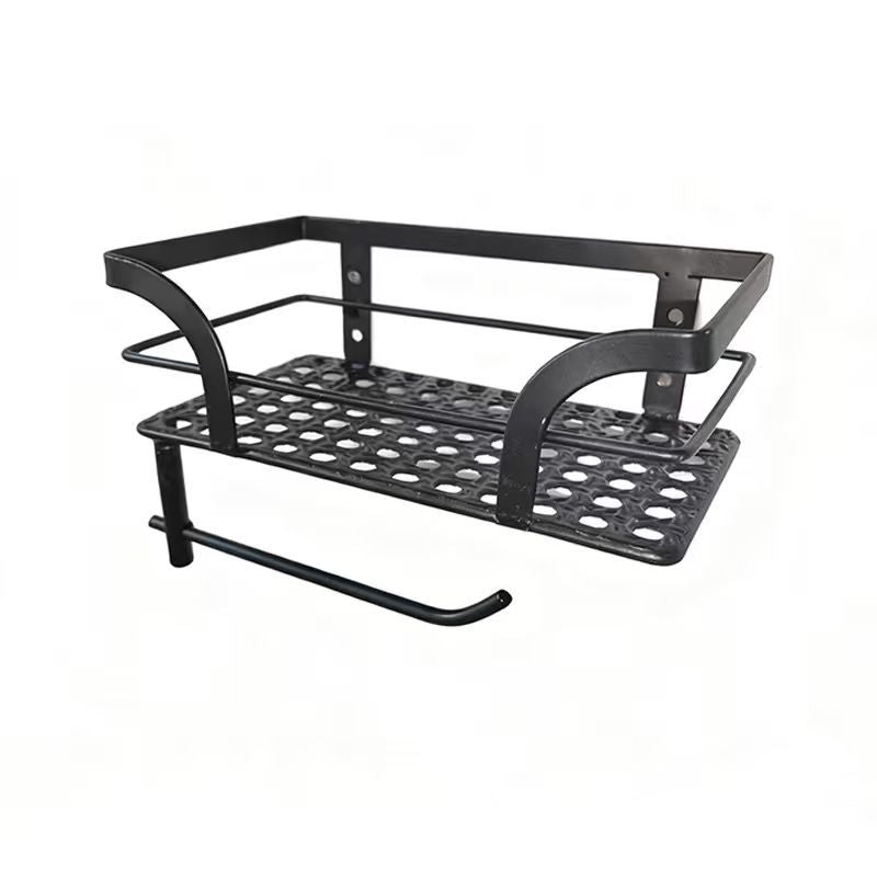 Wrought iron bathroom wall-mounted multi-functional storage rack - tissue, plant, and organizer shelf for toilet area