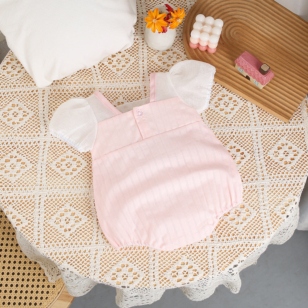 Baby clothes summer thin one-piece short-sleeved one-year-old baby girl summer dress fashionable summer outing short-sleeved butt-covering