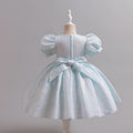 Girls' formal dress - puff sleeve, court style, short princess dress with bow - perfect for little hosts and young children