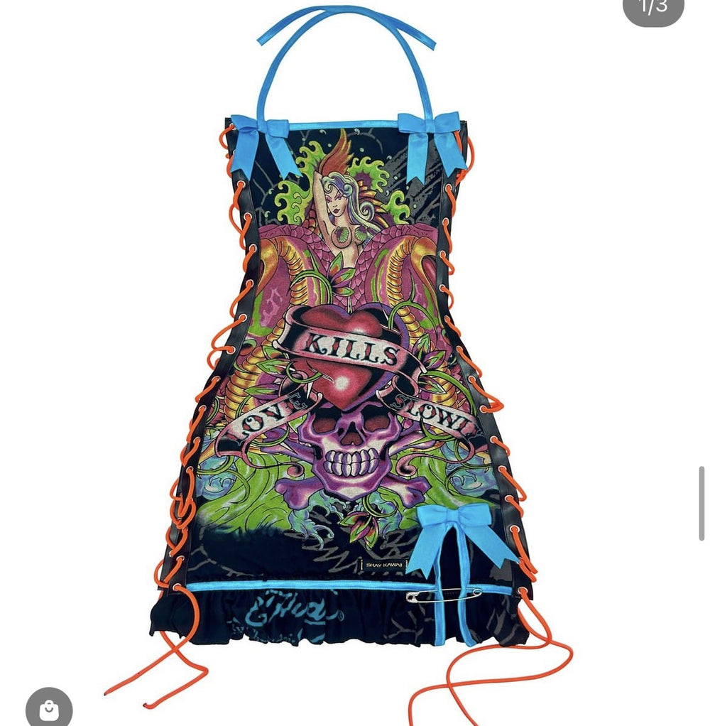 fashion cross-border retro halloween skull positioning printed oil painting drawstring tube top suspender dress