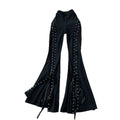 K-style high waisttie backelegant style big bell pants women's spring summer black slimming lookmopcasual pants sense of design