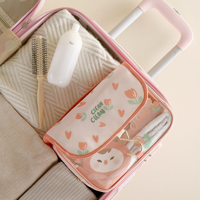 Rongsuo, portable hook toilet bag, large capacity waterproof cartoon cosmetic bag, travel convenience cosmetic storage bag