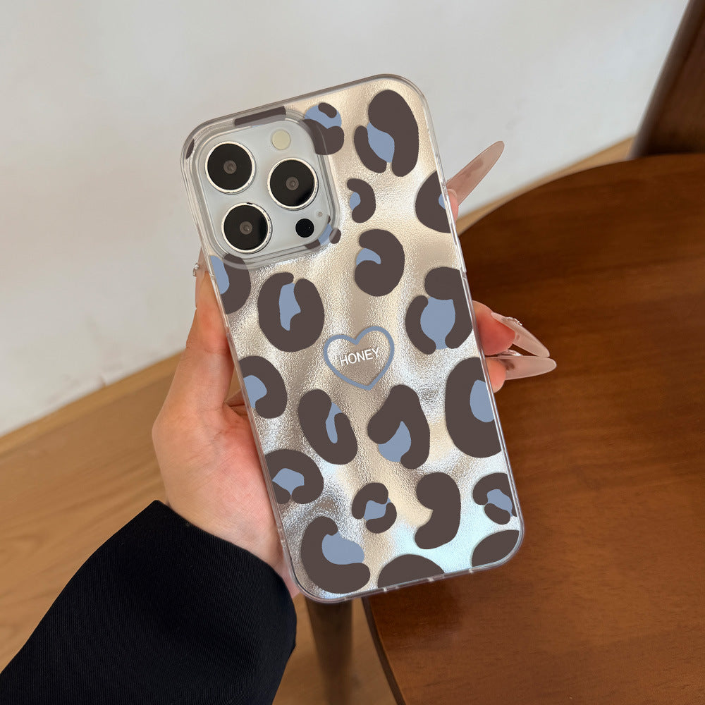 Suitable for apple 17promax mobile phone case, streamer blue line heart-shaped tin foil case, iphone16/13 frosted hard case