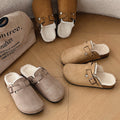 Maomao lazy birkenstock thick sole2025 autumn winternew arrival slip-on slippers fleece-lined birkenstock toe-cap half slippers for women