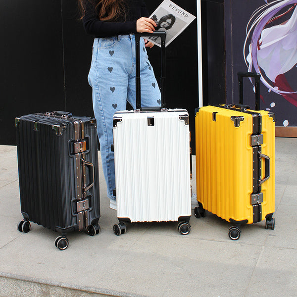 Tie rod aluminum frame case thickened suitcase female suitcase oversized student 24 inch male silent universal wheel strong and durable