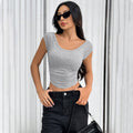 cross-border women's fashion hot seller: minimalist design t-shirt - versatile, elegant, slim-fit cropped top for summer