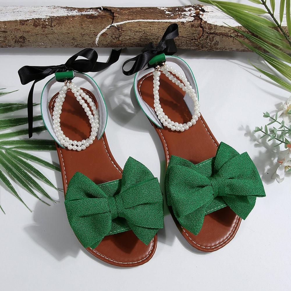 new bowknot flat slide sandals for women, solid color lightweight comfortable casual sandals for women