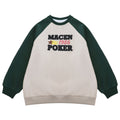 Girls' sweatshirt - new autumn  collection - casual, loose-fit crewneck top with color block raglan sleeves and print - suitable for mid-to-large children - perfect for spring and autumn