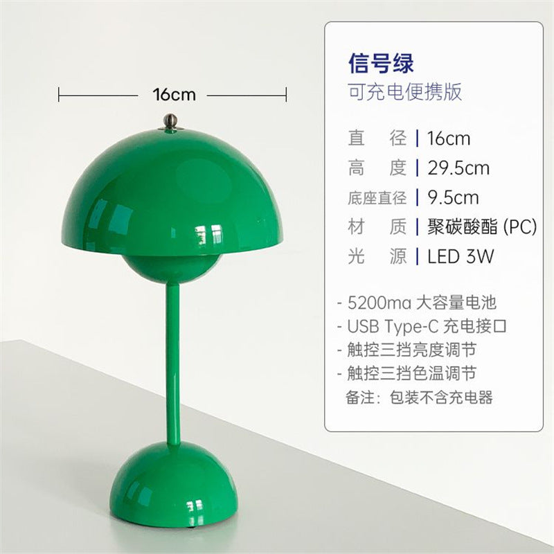 Danish bud table lamp - rechargeable, wireless, portable, minimalist design for living room, dining room, bedside - touch dimming vp9 classic table lamp