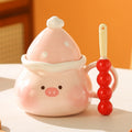Creative cute piglet ceramic mug with lid - perfect birthday gift, office-friendly, high-style water cup - wholesale available