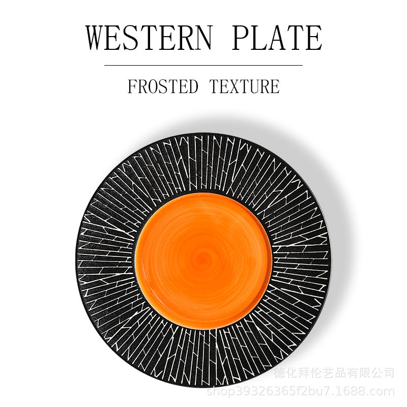 Nordic new large ceramic plate - matte finish steak plate for hotel, restaurant, and home use - creative plating and table setting