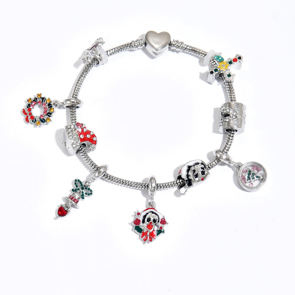 European and american cross-border christmas holiday bracelet combination personalized cartoon dripping oil santa claus bell combination hand jewelry wholesale
