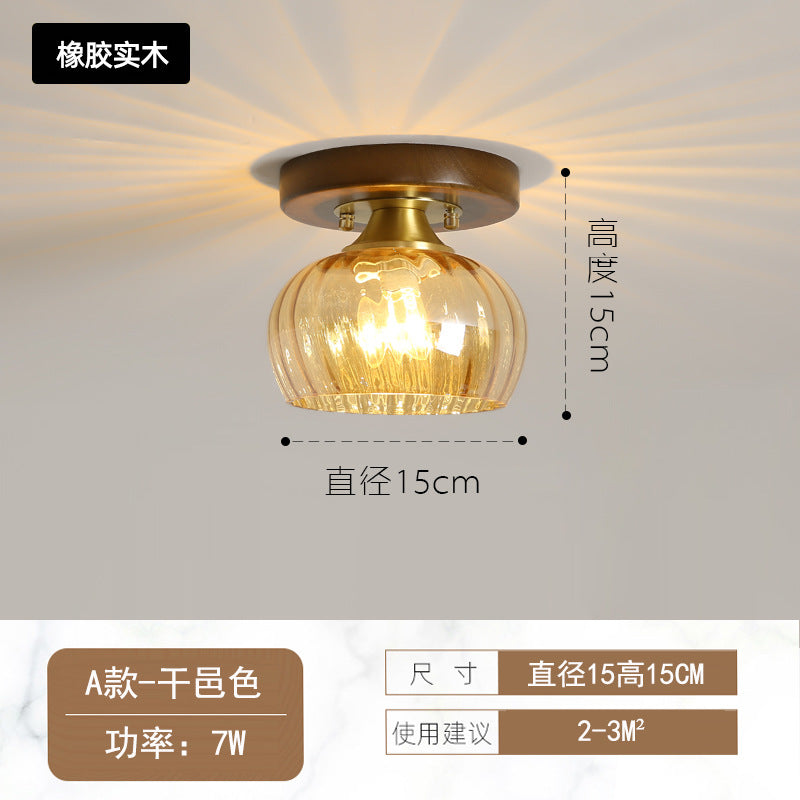 Walnut color new Chinese ceiling light corridor entrance balcony entry light personalized solid wood cloakroom Chinese lighting