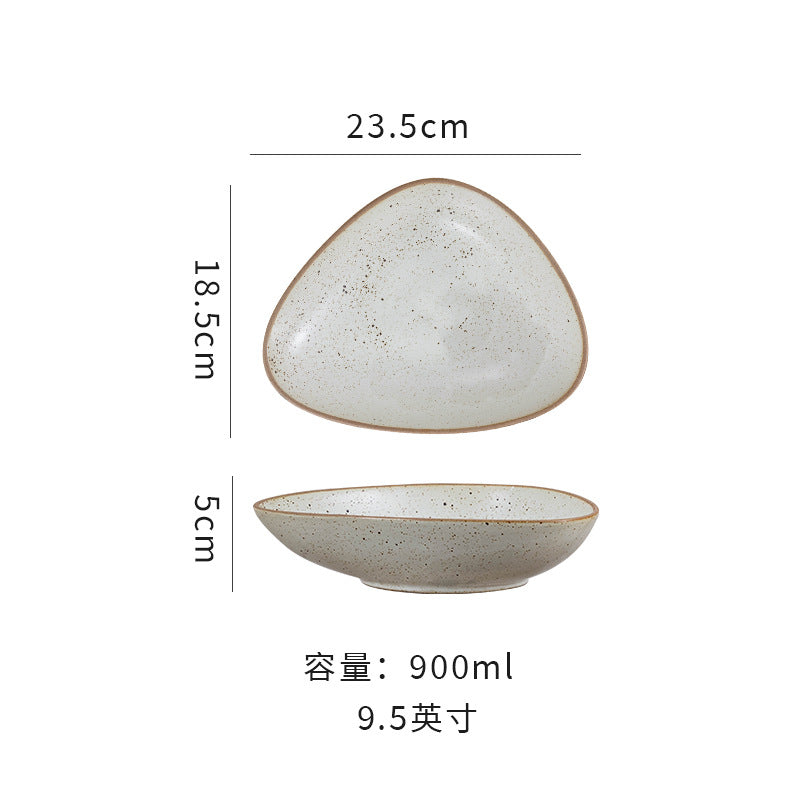 Vintage rustic stoneware ceramic triangular dessert fruit salad weight loss ceramic bowl restaurant home breakfast bowl tableware