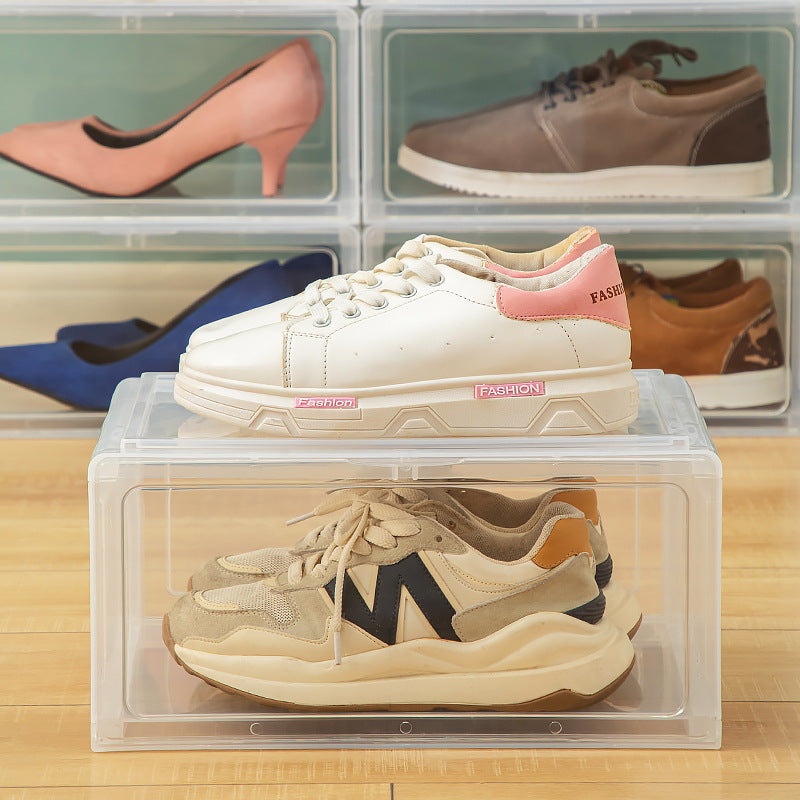 Door shoe cabinet household simple shoe rack multi-layer space-saving folding shoe box storage box plastic shoe storage artifact