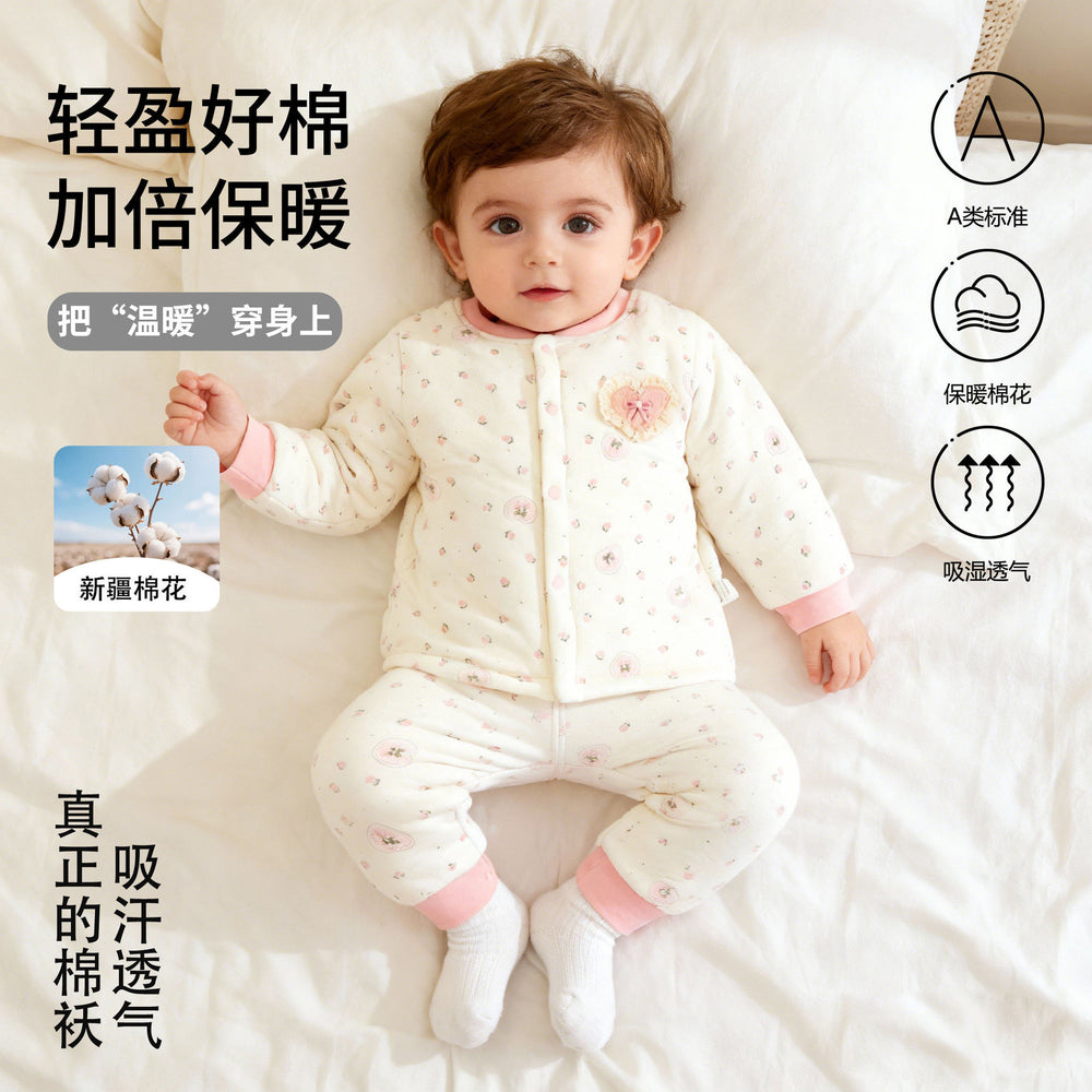 Handmade cotton-padded jacket and pants set for baby boys and girls - winter outfit for infants and toddlers - separated cotton-padded clothes - high-waisted thick set for babies