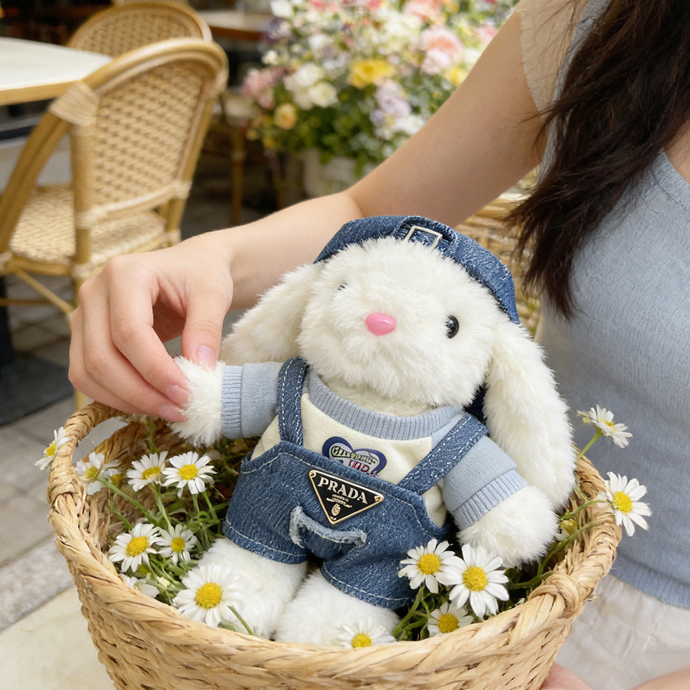 Long-eared rabbit keychain lop-eared rabbit bag pendant stuffed doll cute bows rabbit creative pendant
