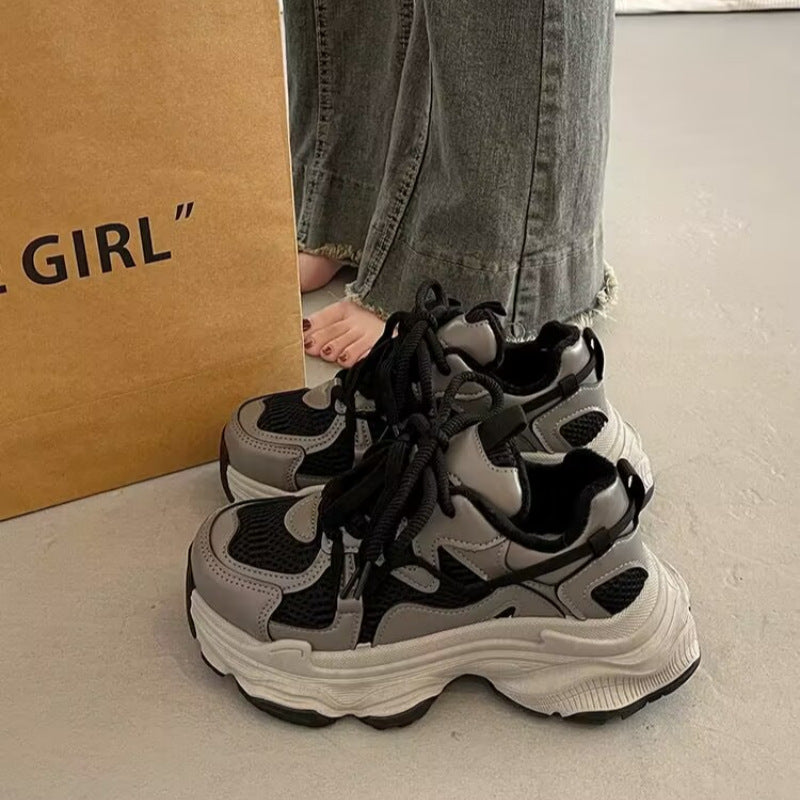 Fleece-linedplatform shoesthick soledad shoes women's 2025fall and winternew arrivalpetitesheight increasing shoeseasiest for matchcasualsneakers