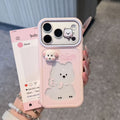 Sweet color block cartoon west highland terrier phone case for apple 18, 3d blush white ip17 protective cover