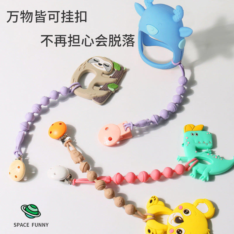 Baby food grade silicone anti-drop chain gnawing tooth glue anti-drop bracelet beech anti-drop pacifier clip baby pacifier chain