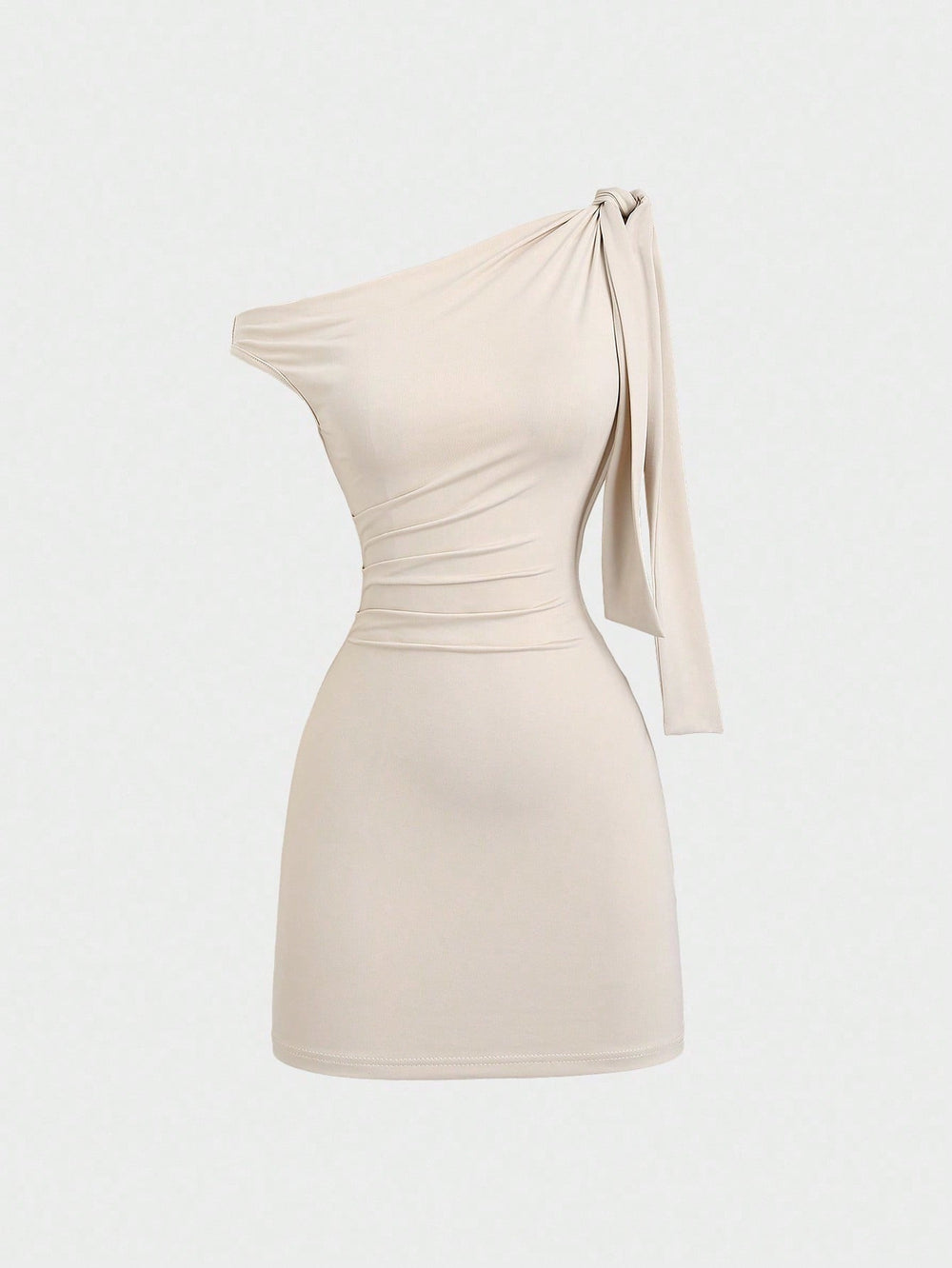 European and american style hot girl cross-border new solid color one-shoulder sleeveless patchwork tie-up bodycon mini dress for women