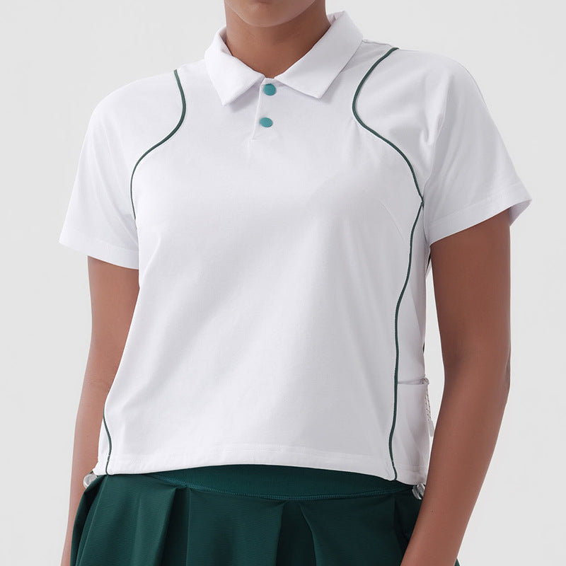 New women's casual quick-dry activewear: autumn sports running t-shirt, polo shirt, loose-fit training top