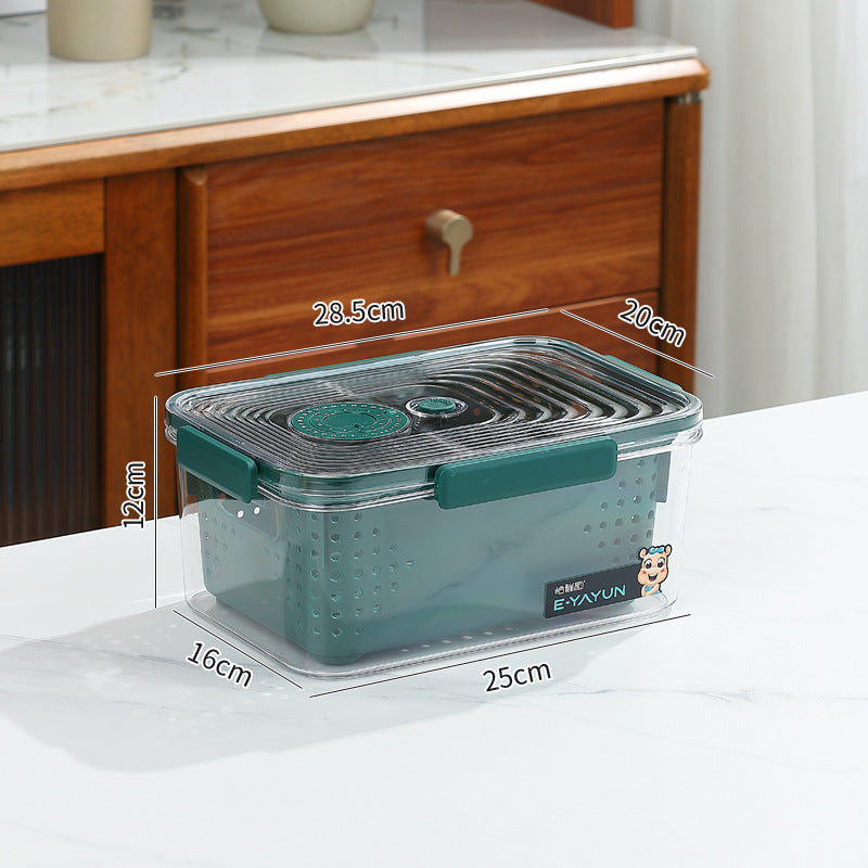 Refrigerator storage box double layer drain basket crisper pet plastic transparent thickened fruit vegetable freezer storage box