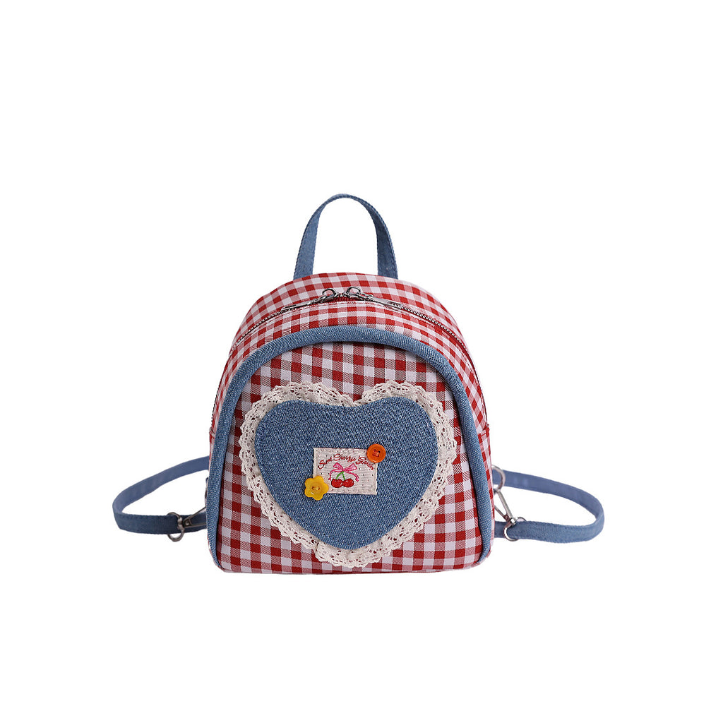 Outer order super fire plaid women's backpack 2025 new spring and summer contrasting color versatile backpack mini schoolbag
