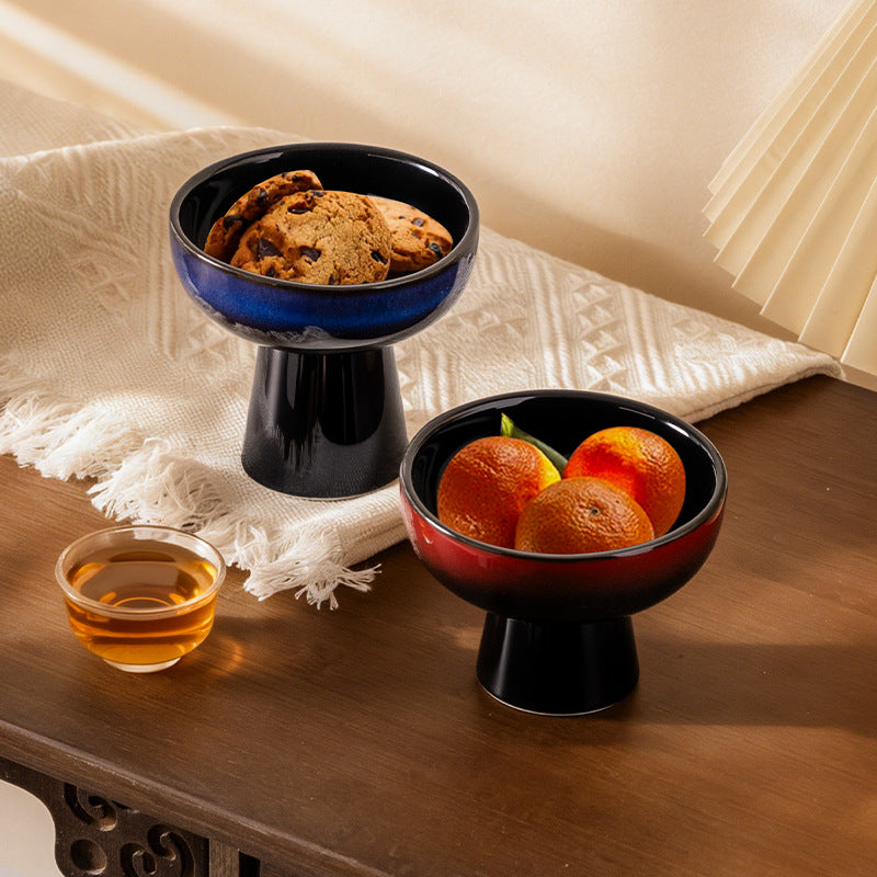 Japanese retro high-style fruit bowl - perfect for home living room, dried fruits, snacks, desserts, cakes, pastries, and candies - ceramic