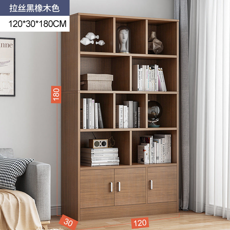 Simple bookshelf floor-to-ceiling against the wall, living room shelf layered storage rack, storage cabinet integrated, simple household bookcase
