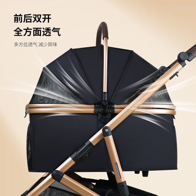 Pet stroller - lightweight, foldable, detachable, for dogs and cats - outdoor pet pushchair, adjustable height, large capacity