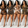 X5178 special offer: no returns or exchanges. please purchase with care. cross-border fashion women's sexy printed long sleeve v-neck jumpsuit