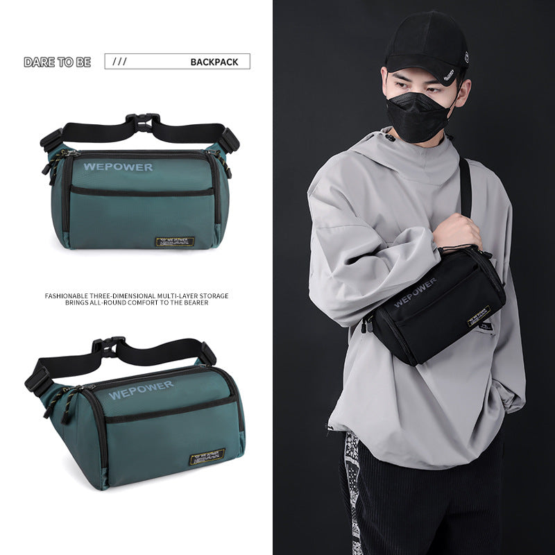 Cross-border new trendy men's breast bag large-capacity shoulder bag anti-splashing messenger bag casual outdoor sports fanny pack