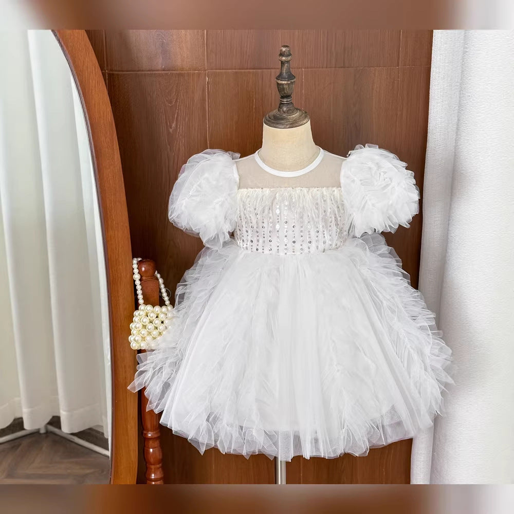 Girls' lantern sleeve short-sleeve dress -  summer new arrival - bubble sleeve princess dress - summer collection